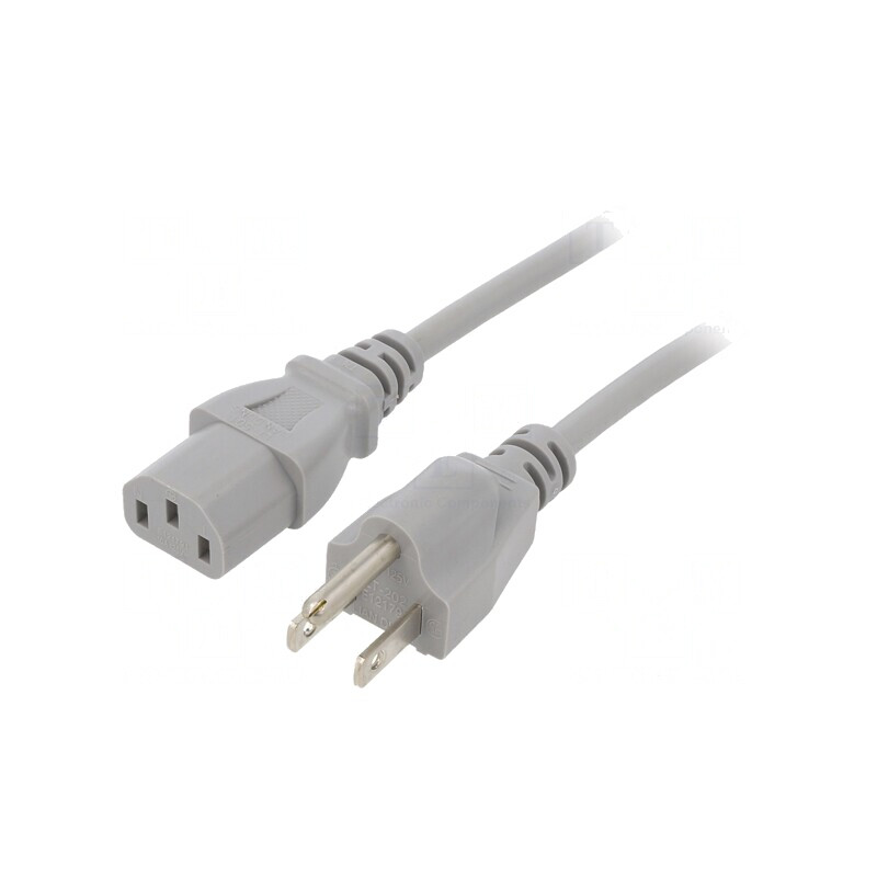 Cablu Alimentare IEC C13 - NEMA 5-15, 2m, Gri, 10A | Electronic-mag.ro | Componente Electronice