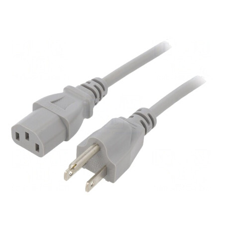 Cablu Alimentare IEC C13 - NEMA 5-15, 2m, Gri, 10A | Electronic-mag.ro | Componente Electronice