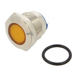 Lampă LED galbenă 12V Ø16mm alamă