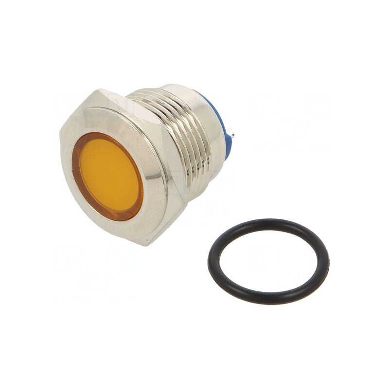 Lampă LED galbenă 12V Ø16mm alamă | Electronic-mag.ro | Componente Electronice