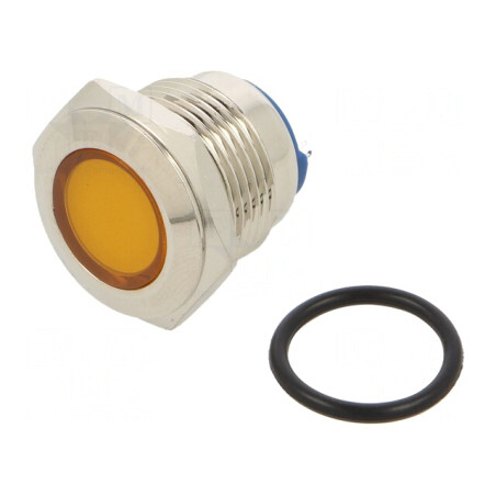 Lampă LED galbenă 12V Ø16mm alamă | Electronic-mag.ro | Componente Electronice