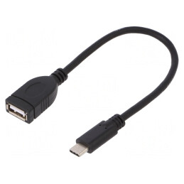 Cablu USB 2.0 USB-A la USB-C 20cm Negru | Electronic-mag.ro | Componente Electronice