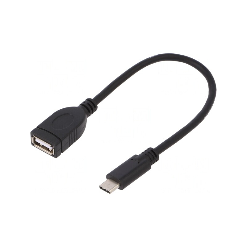 Cablu USB 2.0 USB-A la USB-C 20cm Negru | Electronic-mag.ro | Componente Electronice