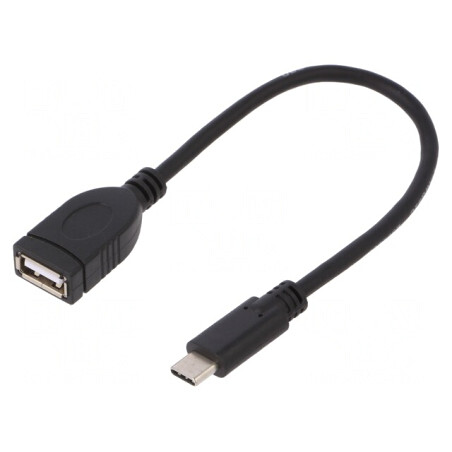 Cablu USB 2.0 USB-A la USB-C 20cm Negru | Electronic-mag.ro | Componente Electronice