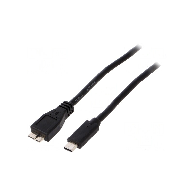 Cablu USB 3.0 Micro USB B la USB C Aurit 1m Negru | Electronic-mag.ro | Componente Electronice