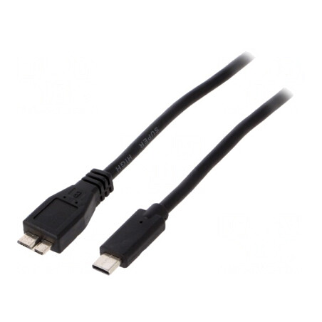 Cablu USB 3.0 Micro USB B la USB C Aurit 1m Negru | Electronic-mag.ro | Componente Electronice