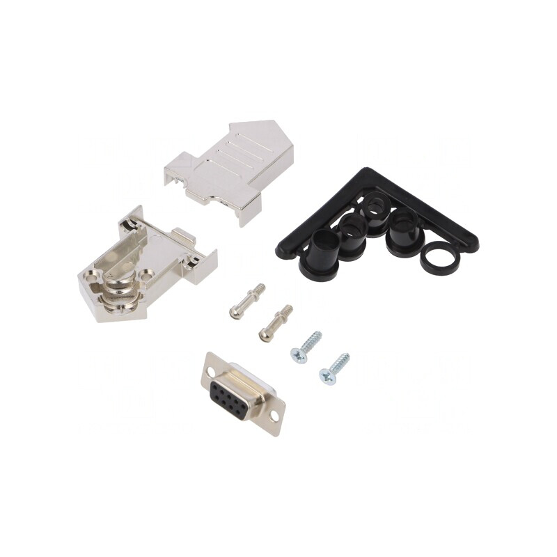 Mufă D-Sub 9-Pin Mamă Lipire pe Cablu Neagră - Set Complet | Electronic-mag.ro | Componente Electronice