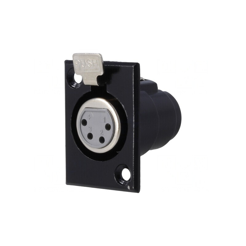 Soclu XLR Mamă 4 Pin cu Buton pentru Panou | Electronic-mag.ro | Componente Electronice