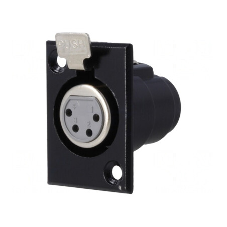 Soclu XLR Mamă 4 Pin cu Buton pentru Panou | Electronic-mag.ro | Componente Electronice