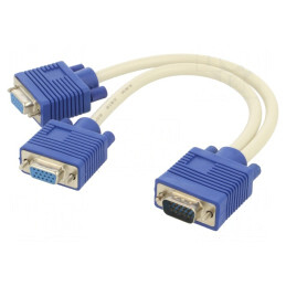 Cablu VGA 15pin Dual Soclu la Mufă 0,2m Bej | Electronic-mag.ro | Componente Electronice