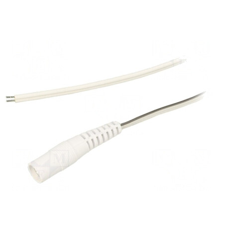 Cablu DC 5,5/2,1 Soclu Drept Alb 3m 2x0,5mm2 | Electronic-mag.ro | Componente Electronice
