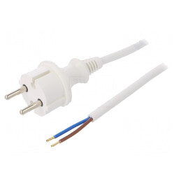 Cablu Alimentare Alb 2m 2x1,5mm2 16A 250V | Electronic-mag.ro | Componente Electronice