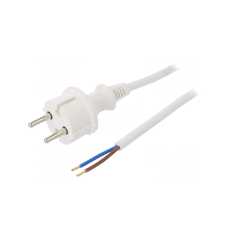 Cablu Alimentare Alb 2m 2x1,5mm2 16A 250V | Electronic-mag.ro | Componente Electronice