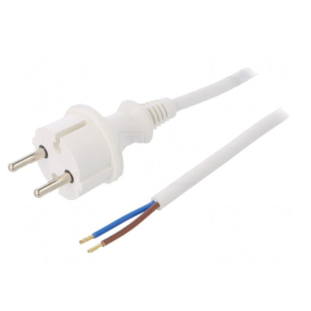 Cablu Alimentare Alb 2m 2x1,5mm2 16A 250V | Electronic-mag.ro | Componente Electronice