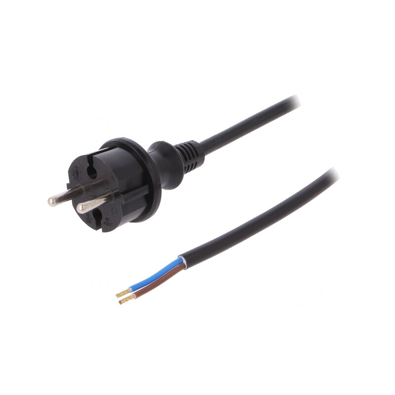 Cablu Alimentare 2m Negru 16A 2x1,5mm2 CEE 7/17 | Electronic-mag.ro | Componente Electronice