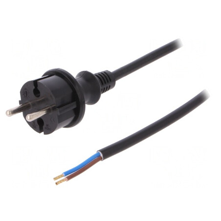 Cablu Alimentare 2m Negru 16A 2x1,5mm2 CEE 7/17 | Electronic-mag.ro | Componente Electronice