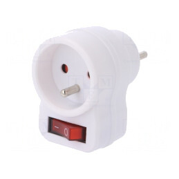 Conector Alimentare AC Splitter 2P PE Alb 250V 10A | Electronic-mag.ro | Componente Electronice
