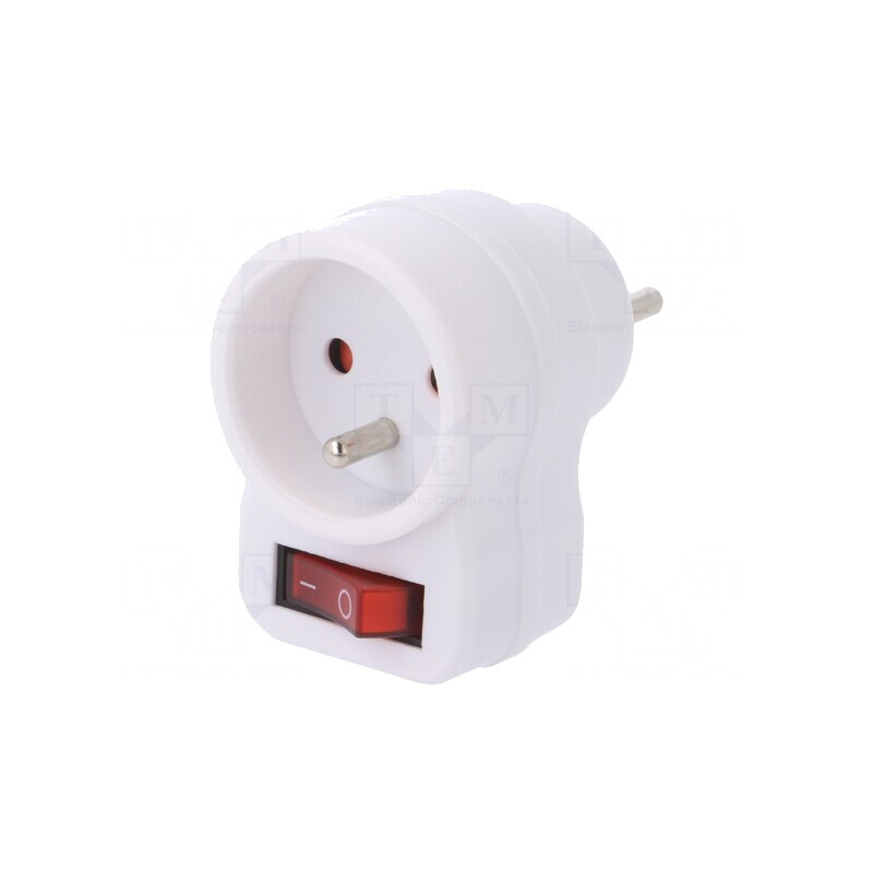 Conector Alimentare AC Splitter 2P PE Alb 250V 10A | Electronic-mag.ro | Componente Electronice