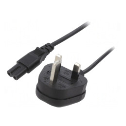 Cablu Alimentare 1.8m Negru 2x0.75mm2 BS 1363 la IEC C7 | Electronic-mag.ro | Componente Electronice