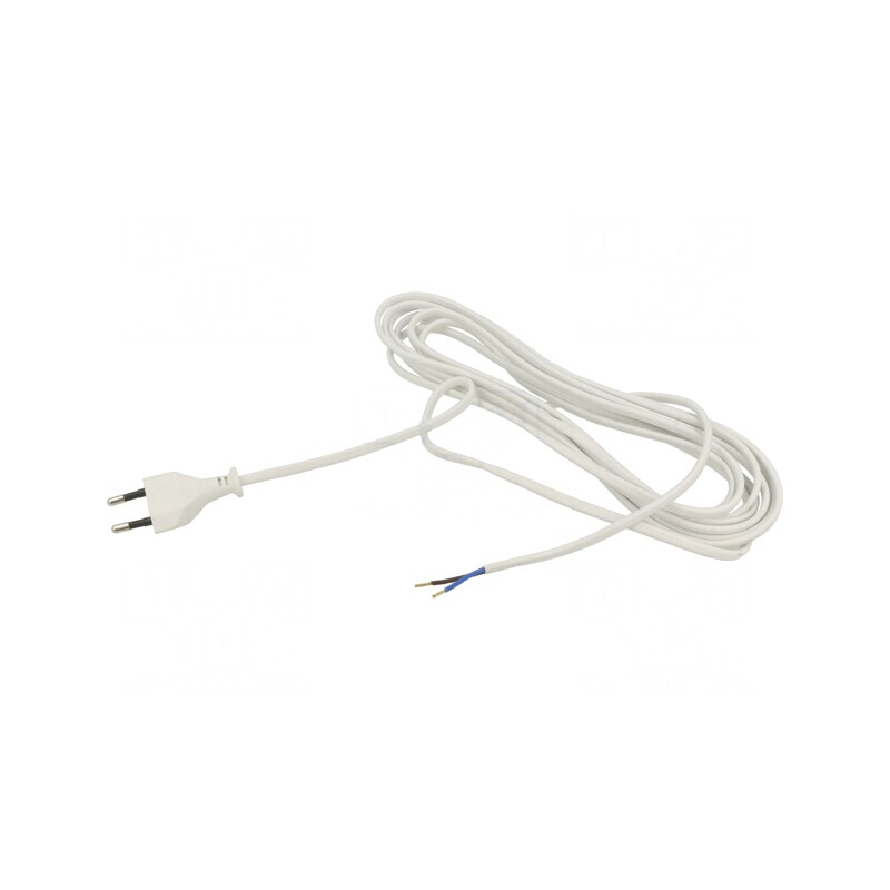 Cablu PVC Alb 2x0,75mm2 5m cu Mufă CEE 7/16 2,5A | Electronic-mag.ro | Componente Electronice