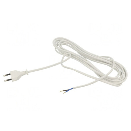 Cablu PVC Alb 2x0,75mm2 5m cu Mufă CEE 7/16 2,5A | Electronic-mag.ro | Componente Electronice