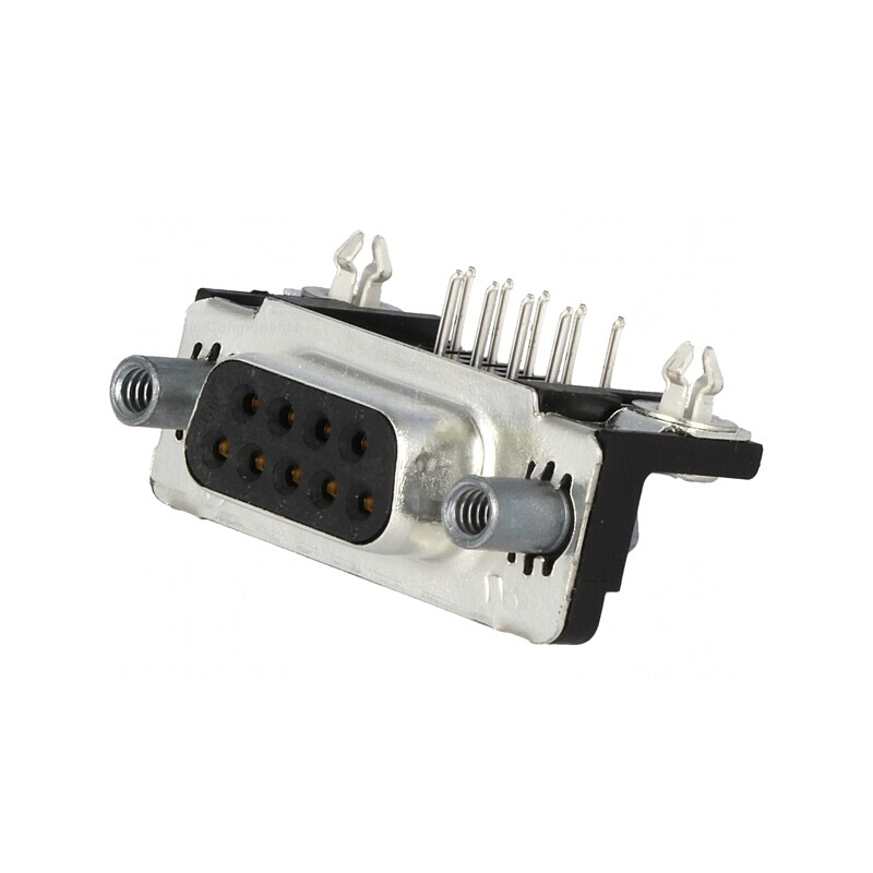 Conector D-Sub 9 PIN Soclu Mamă 90° THT UNC 4-40 AMPLIMITE | Electronic-mag.ro | Componente Electronice