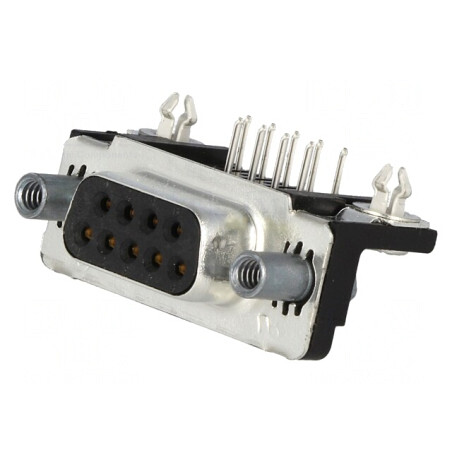 Conector D-Sub 9 PIN Soclu Mamă 90° THT UNC 4-40 AMPLIMITE | Electronic-mag.ro | Componente Electronice