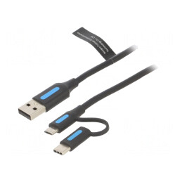 Cablu USB 2.0 A/B Micro/USB C 2m 3A