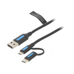 Cablu USB 2.0 A/B Micro/USB C 2m 3A | Electronic-mag.ro | Componente Electronice