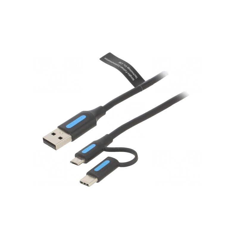Cablu USB 2.0 A/B Micro/USB C 2m 3A | Electronic-mag.ro | Componente Electronice