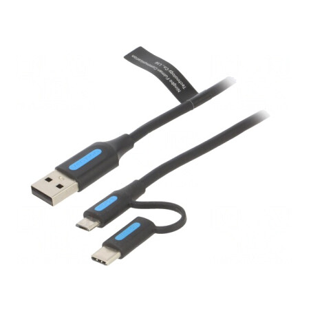 Cablu USB 2.0 A/B Micro/USB C 2m 3A | Electronic-mag.ro | Componente Electronice