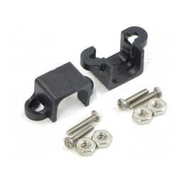 Suport Negru Mat pentru Fixare din Plastic, 18mm, Set 2 Buc.