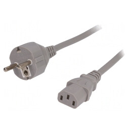 Cablu Alimentare Gri 1,8m 3x0,75mm2 CEE 7/7 la IEC C13 | Electronic-mag.ro | Componente Electronice