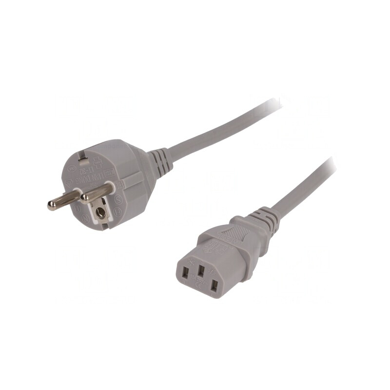 Cablu Alimentare Gri 1,8m 3x0,75mm2 CEE 7/7 la IEC C13 | Electronic-mag.ro | Componente Electronice