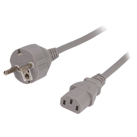 Cablu Alimentare Gri 1,8m 3x0,75mm2 CEE 7/7 la IEC C13 | Electronic-mag.ro | Componente Electronice
