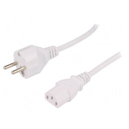 Cablu Alimentare Alb 1.8m 3x0.75mm2 CEE 7/7 la IEC C13 | Electronic-mag.ro | Componente Electronice