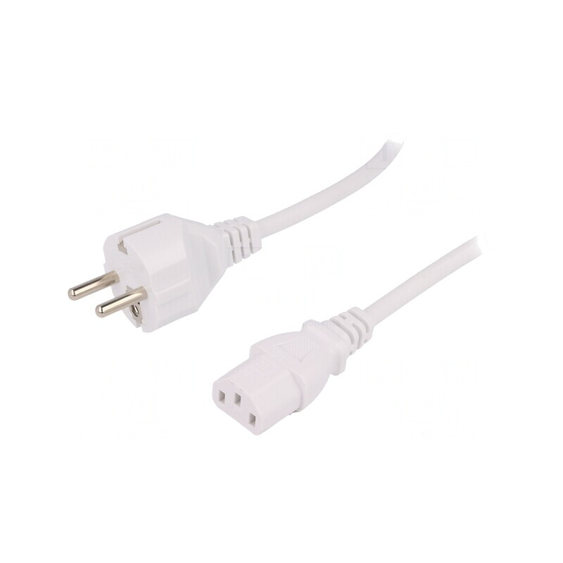 Cablu Alimentare Alb 1.8m 3x0.75mm2 CEE 7/7 la IEC C13 | Electronic-mag.ro | Componente Electronice