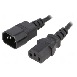 Cablu alimentare IEC C13 - IEC C14 1,8m 10A Negru | Electronic-mag.ro | Componente Electronice