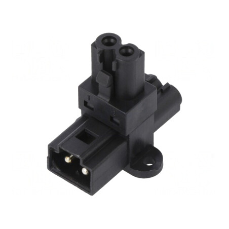 Adaptor în T 16A 250VAC Pini 2 Tată-Mamă x2 | Electronic-mag.ro | Componente Electronice