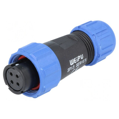 Mufă SP13 Mamă 4 PIN IP68 Lipire pe Cablu 200V 5A | Electronic-mag.ro | Componente Electronice