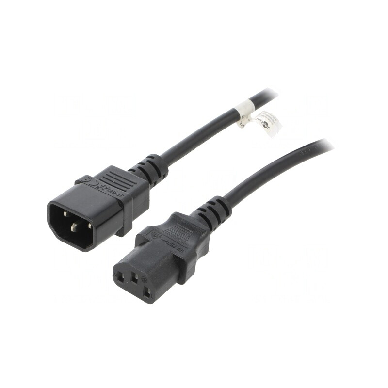 Cablu Alimentare IEC C13-C14 1m Negru 10A 250V | Electronic-mag.ro | Componente Electronice