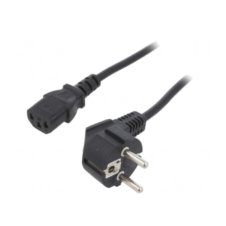 Cablu Alimentare 3x0.75mm2 cu Ștecăr Unghiular și Conector IEC C13 | Electronic-mag.ro | Componente Electronice