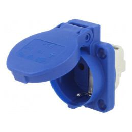Conector Alimentare AC 2P PE 250V 16A Albastru | Electronic-mag.ro | Componente Electronice