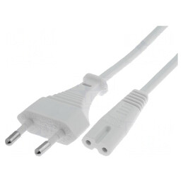 Cablu Alimentare Alb 1.8m 2x0,75mm2 CEE 7/16 la IEC C7 | Electronic-mag.ro | Componente Electronice