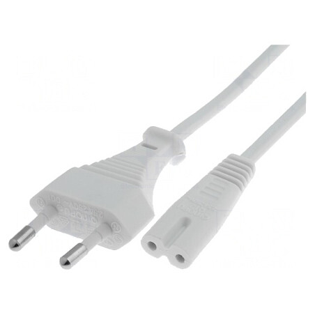 Cablu Alimentare Alb 1.8m 2x0,75mm2 CEE 7/16 la IEC C7 | Electronic-mag.ro | Componente Electronice