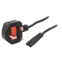 Cablu Alimentare 1,8m Negru 3x0,75mm2 BS 1363 la IEC C7 | Electronic-mag.ro | Componente Electronice