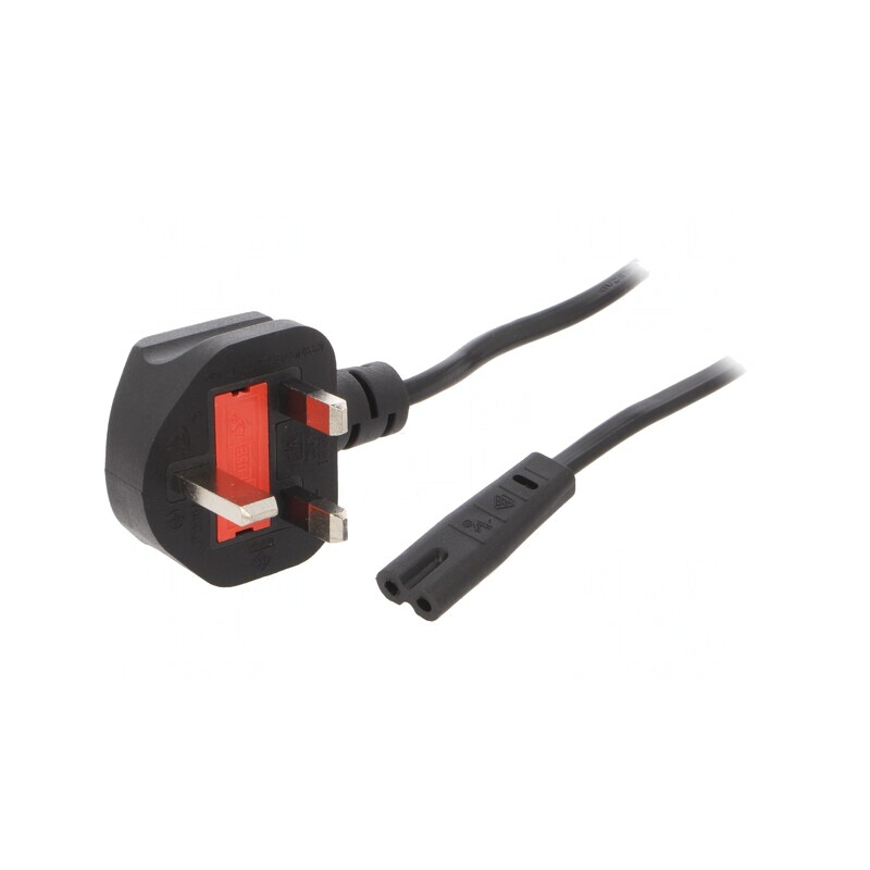 Cablu Alimentare 1,8m Negru 3x0,75mm2 BS 1363 la IEC C7 | Electronic-mag.ro | Componente Electronice