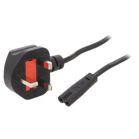Cablu Alimentare 1,8m Negru 3x0,75mm2 BS 1363 la IEC C7 | Electronic-mag.ro | Componente Electronice