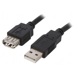 Cablu USB 2.0 USB A la USB A 5m Negru | Electronic-mag.ro | Componente Electronice