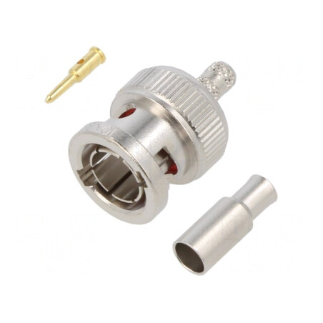 Mufă BNC Tată 75Ω Lipire Crimpată Aurită | Electronic-mag.ro | Componente Electronice